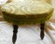 Antique Wooden Stool Deco Cover Orange Green & Gold W/fringe Shabby French Chic Unknown photo 9
