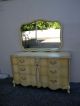 French Painted Double Serpentine Dresser With Mirror By Bassett 2491 Post-1950 photo 1