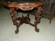 Stunning Antique Victorian Marble Top Lamp Table W/amazing Carved Base 1800-1899 photo 7