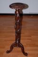 Vintage Carved Wooden Torchere With Turned Twist Column,  Plant Stand 1900-1950 photo 1