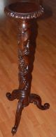 Vintage Carved Wooden Torchere With Turned Twist Column,  Plant Stand 1900-1950 photo 2