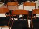 Beauitful Mid - Century Modern Wood & Leather Chairs,  Set Of 5 Post-1950 photo 1