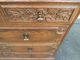 51044 Feudal Oak Carved Dresser Chest Post-1950 photo 5