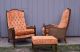 Mid - Century Modern Orange Cane Armed Chairs With Ottoman Vintage Eames Furniture Post-1950 photo 1