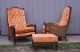 Mid - Century Modern Orange Cane Armed Chairs With Ottoman Vintage Eames Furniture Post-1950 photo 8