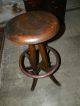 Antique Oak Rr Station Or Coal Miners Swivel Stool Chair 1900-1950 photo 1