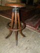Antique Oak Rr Station Or Coal Miners Swivel Stool Chair 1900-1950 photo 3