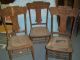 3 Matching Oak Pressed Back Chairs - Early 1900 ' S 1900-1950 photo 4