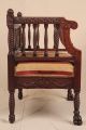 Fine Pair Of Rococo Revival Victorian Solid Mahogany Carved Antique Arm Chairs 1800-1899 photo 3