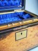 Quality Antique Victorian Burr Walnut Ebony & Brass Inlaid Stationary Box 1800-1899 photo 8