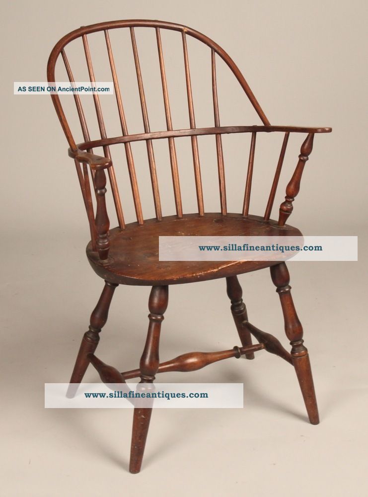 Fine Antique 18th Century American New England Sack Back Windsor Side Arm Chair Pre-1800 photo