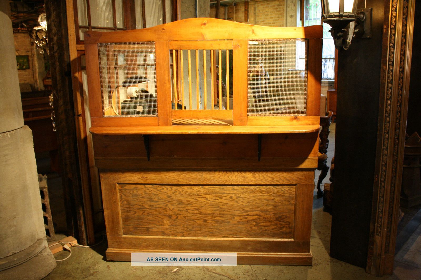 Antique Wooden Teller / Ticket Window Standing Desk.  6674 1900-1950 photo