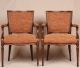 Pair Of French Louis Xvi Antique Style Upholstered Carved Fauteuil Arm Chairs Post-1950 photo 1