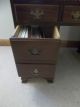 Antique Pedestal Solid Dark Wood Desk W/ Leather Pad On Top,  Over 70 Years Old 1900-1950 photo 10