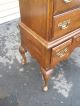 43200 Queen Anne Shell Carved Cherry 2 Pc High Chest Highboy Dresser Post-1950 photo 4