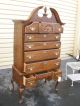 43200 Queen Anne Shell Carved Cherry 2 Pc High Chest Highboy Dresser Post-1950 photo 5