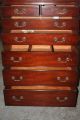 Antique Tall Mahogany Dresser - Lots Of Drawers - Brass Hardware 1900-1950 photo 2