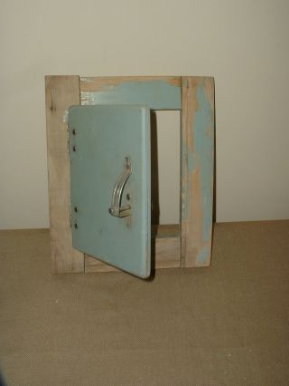 Antique Shabby Painted Small Cabinet Door Labeled Kitchen Kraft Art Deco Styling photo