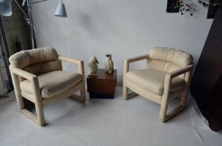 Pair Mid Century Modern Club Chairs Milo Baughman Probber By Drexel Vintage photo