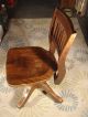 Antique Early 20th Cent Walnut Office Secretary Clerk Chair Casters Back Recline 1900-1950 photo 3