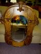 Antique Oak Frame Beveled Hall Mirror W/ Hooks Dated 1908 Refinished Ornate 1900-1950 photo 7