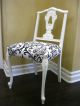 Set Of Four Vintage French Provincial Black And White Damask Dining Room Chairs Post-1950 photo 3