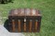 1880 ' S Victorian Tin & Wood Hump Back Top Dome Trunk With Full Tray - Large 36 