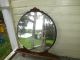 Wood Circular Shaped Bureau Mirror Heavy (c1) 1900-1950 photo 1