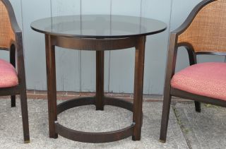 Mid Century Modern Dunbar Side Table With Circle Glass Top Vintage Design Knoll photo