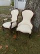 Pair Of Victorian Parlour Chairs W/carved Detail 