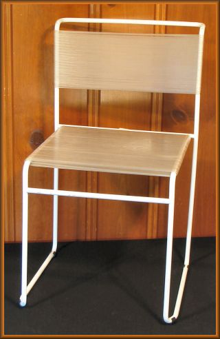Vintage Hoffmann Overseas Chair - Italy - Steal Frame W/ Plastic Bands/weave N/r photo