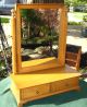 Vintage Hand Crafted Maple Shaving Dresser Vanity Mirror W/ Dovetailed Drawers Post-1950 photo 2