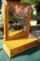 Vintage Hand Crafted Maple Shaving Dresser Vanity Mirror W/ Dovetailed Drawers Post-1950 photo 4