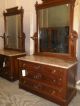 Pair Of Marble Top Victorian Antique Bedroom Dressers With Mirror Unknown photo 1