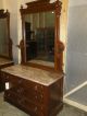 Pair Of Marble Top Victorian Antique Bedroom Dressers With Mirror Unknown photo 7