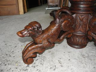 French Coffee Table With 4 Carved Dogs Great Detail photo
