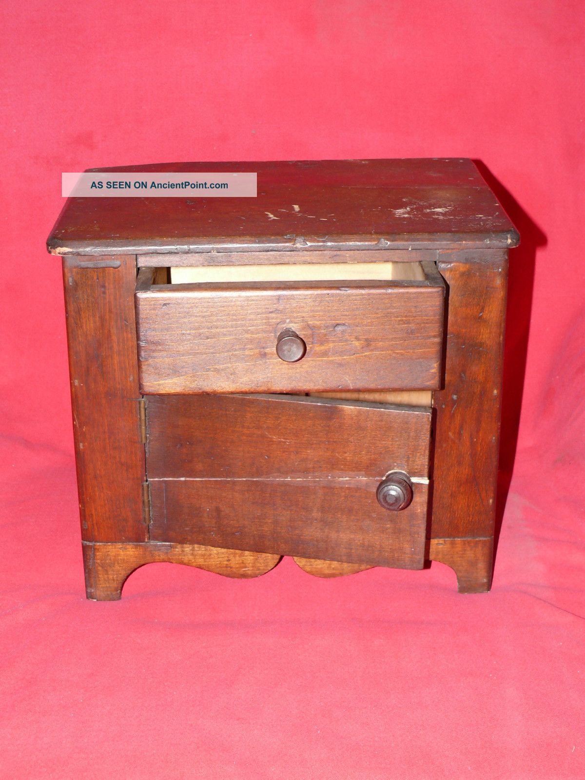 Antique 19th C.  Child ' S Toy Doll Sized Pine Wood Wash Stand Commode Cabinet 1800-1899 photo