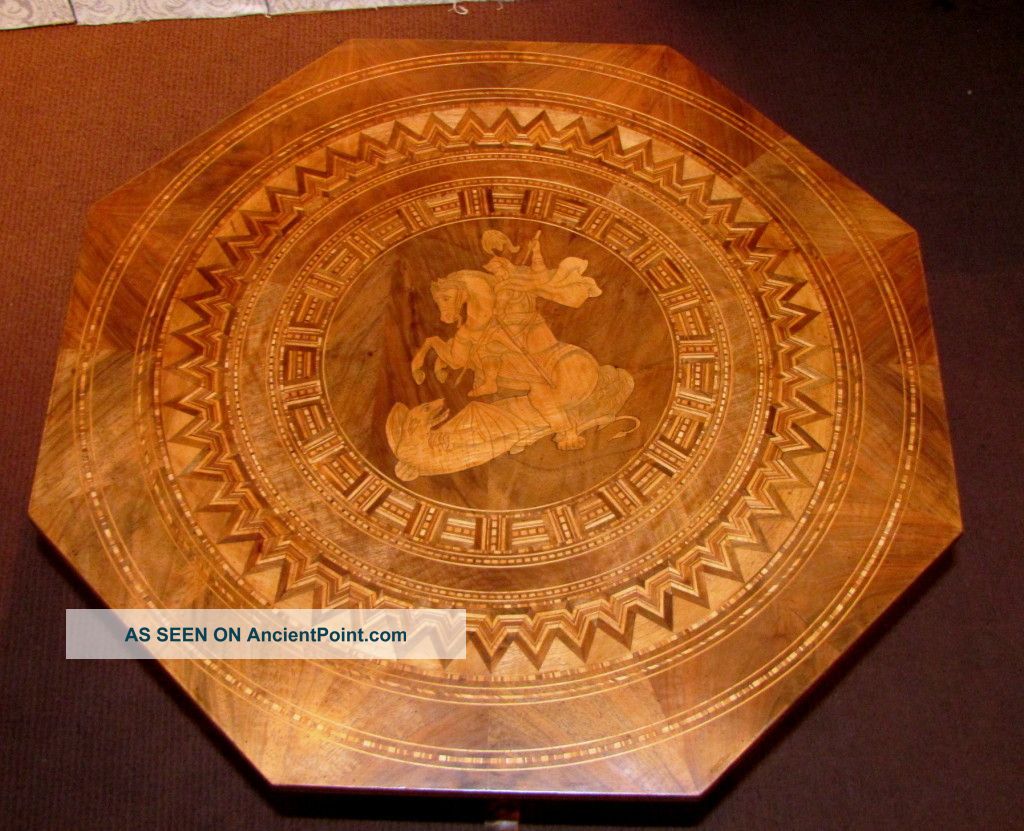 Antique Italian Walnut Inlaid Side Table Circa 1870 1800-1899 photo