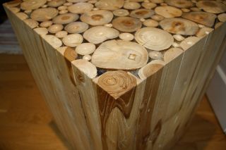 Unique Vintage Natural Wood Block Table Wood Cuts photo