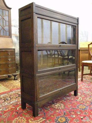 Antique Lundstrom Lawyers Stacking Mission Oak Bookcase Cabinet photo