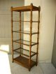 Vintage Mid Century Modern Bookcase Bookshelf Cane And Glass Shelves French Post-1950 photo 2