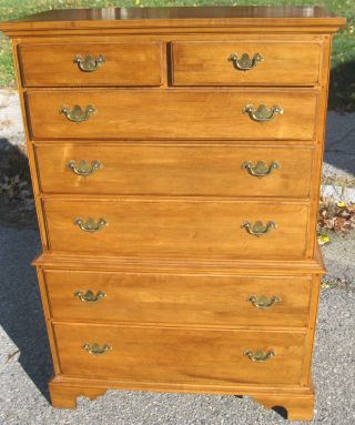 Ethan Allen Circa 1776 Solid Maple Tall Chest On Chest Dresser 18 - 5015 photo