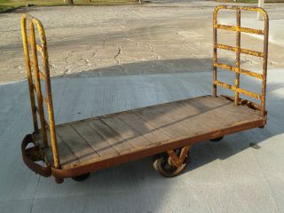 Vintage Industrial Railroad Cart / Would Make A Great Coffee Table photo