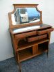 Victorian Oak Carved Marble - Top Buffet/server With Mirror 2488 1900-1950 photo 4