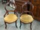 Pair Antique Victorian Carved Balloon Back Side Chairs Round Upholstered Seats 1800-1899 photo 1