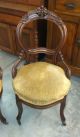 Pair Antique Victorian Carved Balloon Back Side Chairs Round Upholstered Seats 1800-1899 photo 3