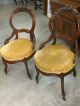 Pair Antique Victorian Carved Balloon Back Side Chairs Round Upholstered Seats 1800-1899 photo 7
