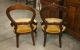 Pair Antique Victorian Carved Balloon Back Side Chairs Round Upholstered Seats 1800-1899 photo 8