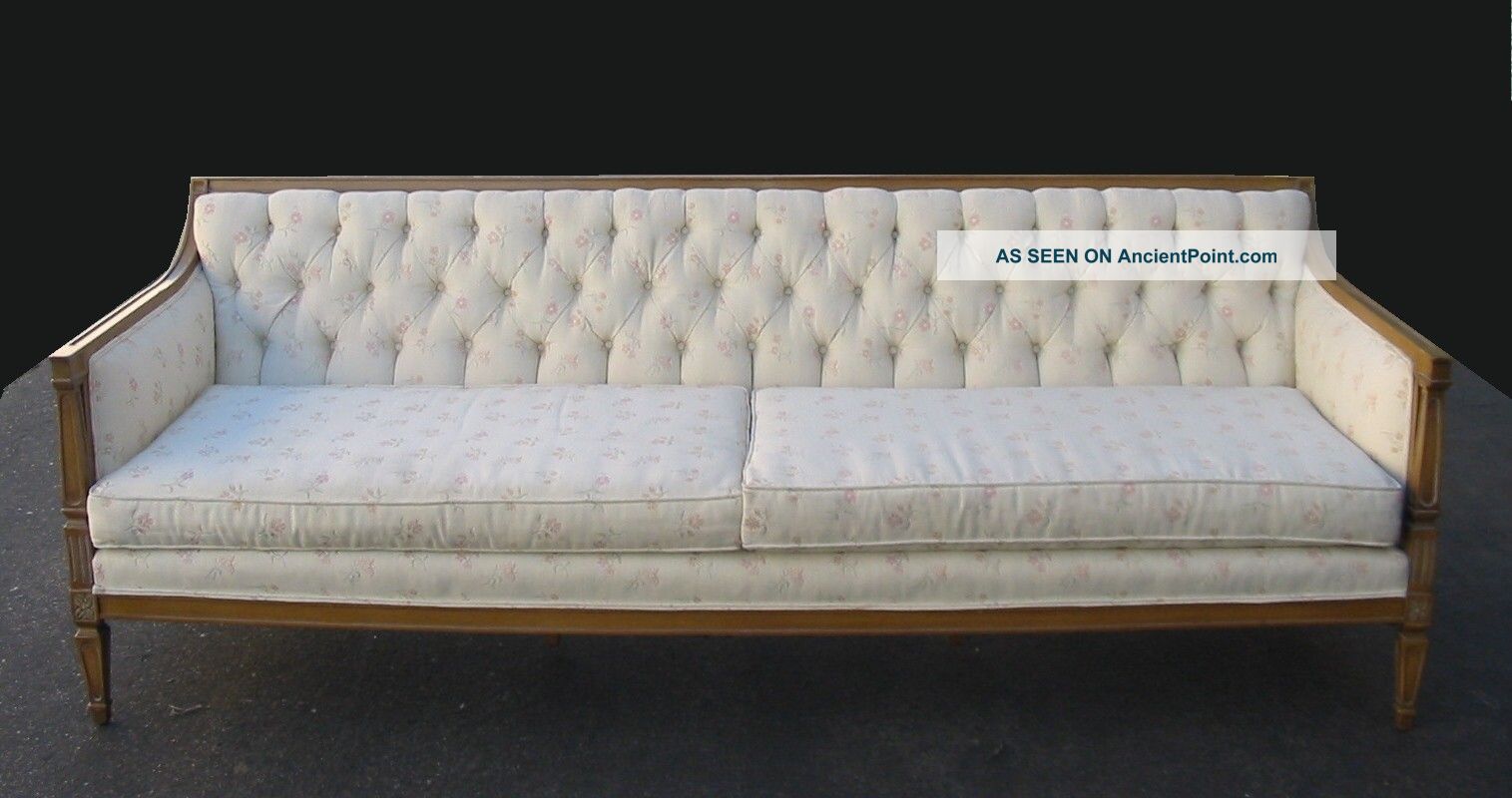 Vintage White French Provincial Tufted Sofa Couch Loveseat Chic Shabby