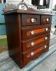 Fantastic Antique Miniature Chest Drawers Solid Birdseye Maple & Walnut Carved 1800-1899 photo 1